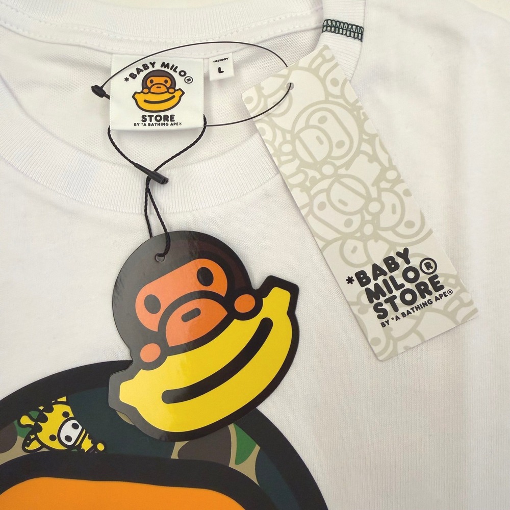 NWT A Bathing Ape BAPE Baby Milo Store White Camo Graphic T-Shirt Mens Large - Picture 7 of 10